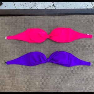Set of 2 purple and pink bikini tops strapless